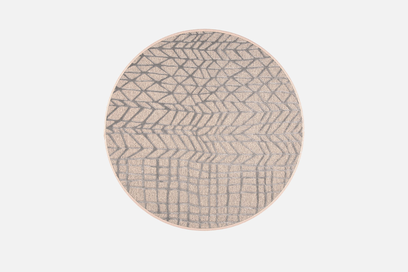 VM Carpet Lastu pyöreä villa-viskoosimatto, Pohja 95% villa, 5% polyamide / Nukka 100% viskoosi, Ø 160 cm, hopea