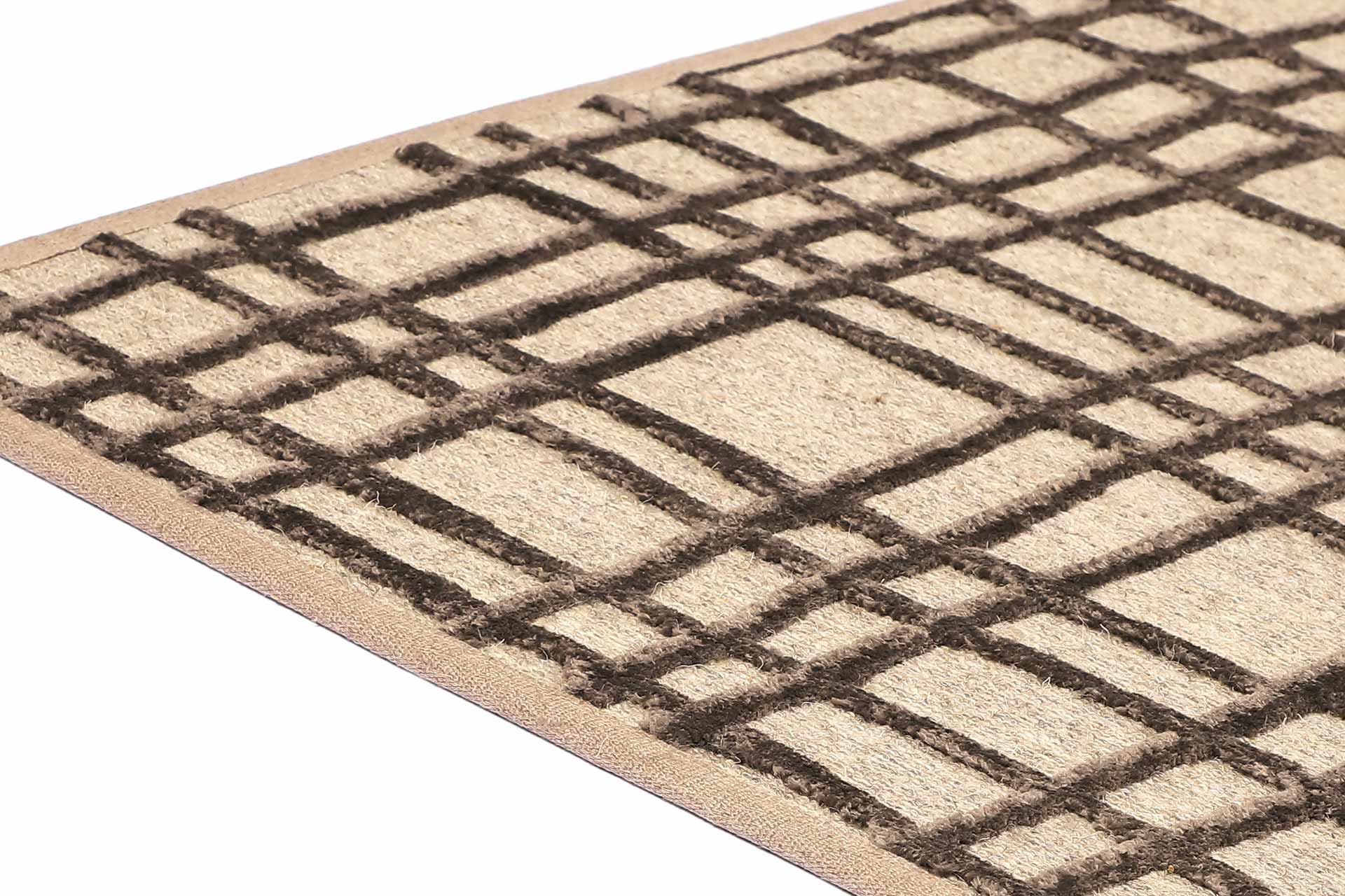 VM Carpet Lastu villa-viskoosimatto, Pohja 95% villa, 5% polyamide / Nukka 100% viskoosi, 80x200cm, ruskea