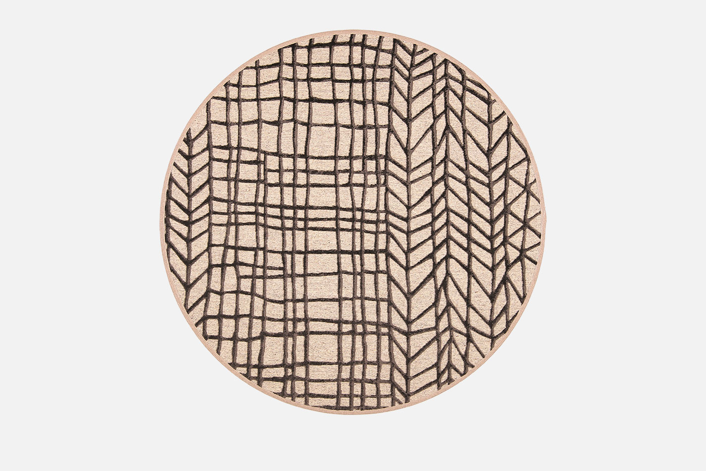 VM Carpet Lastu pyöreä villa-viskoosimatto, Pohja 95% villa, 5% polyamide / Nukka 100% viskoosi, Ø 133 cm, ruskea