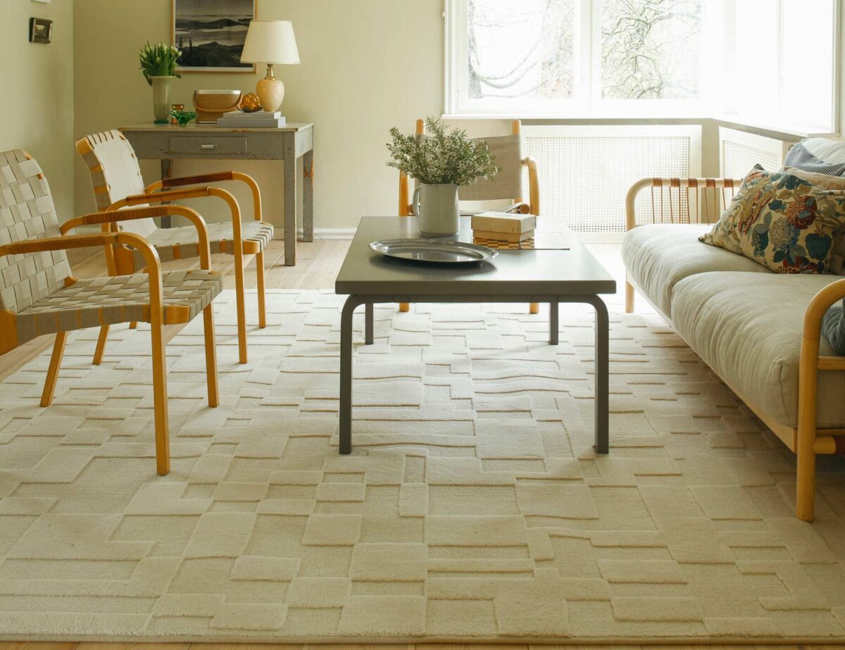 Olohuoneen maton sijoittelu kalusteiden kanssa